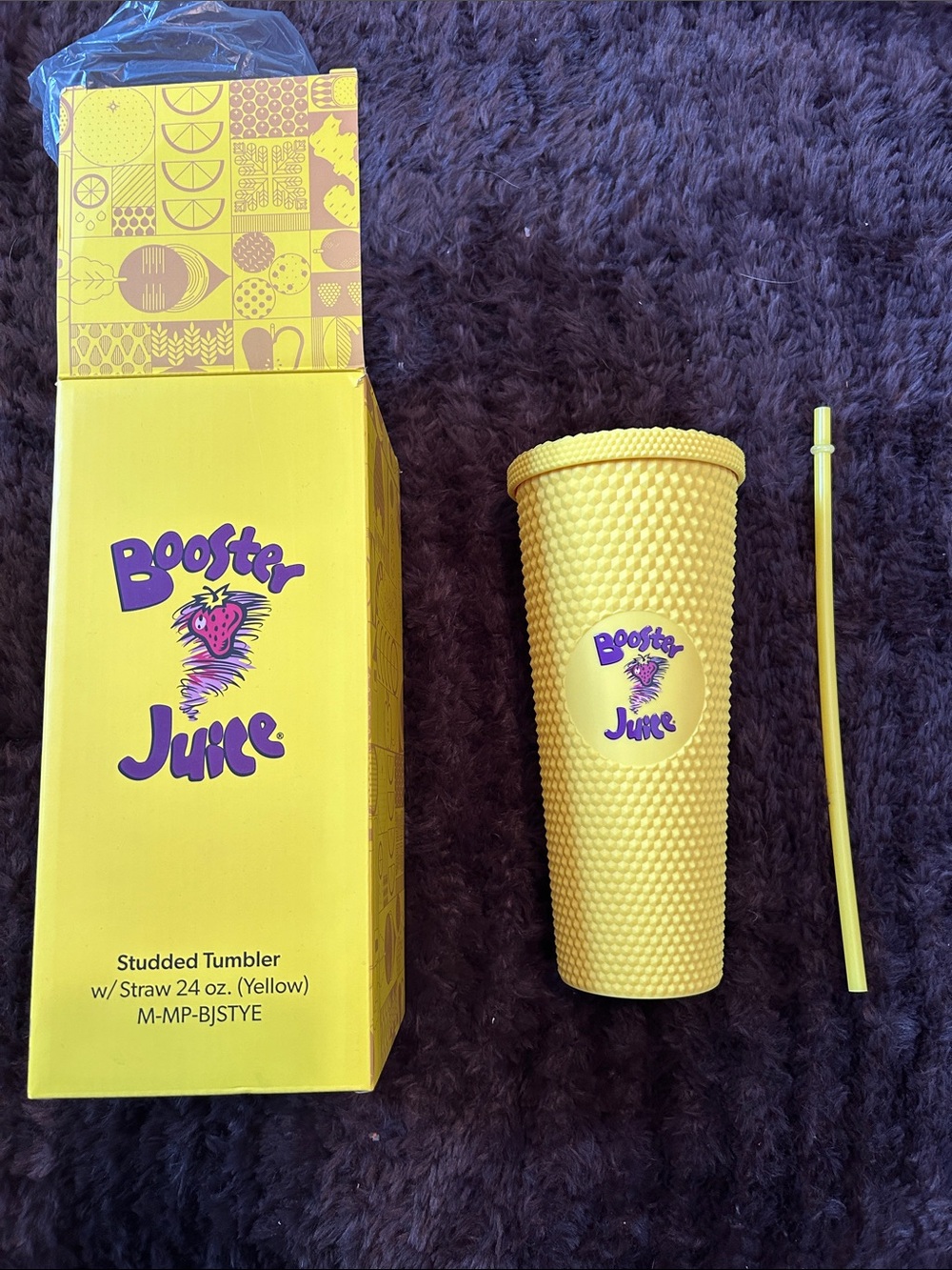 Booster Juice Yellow Studded 24oz Tumbler with Straw
